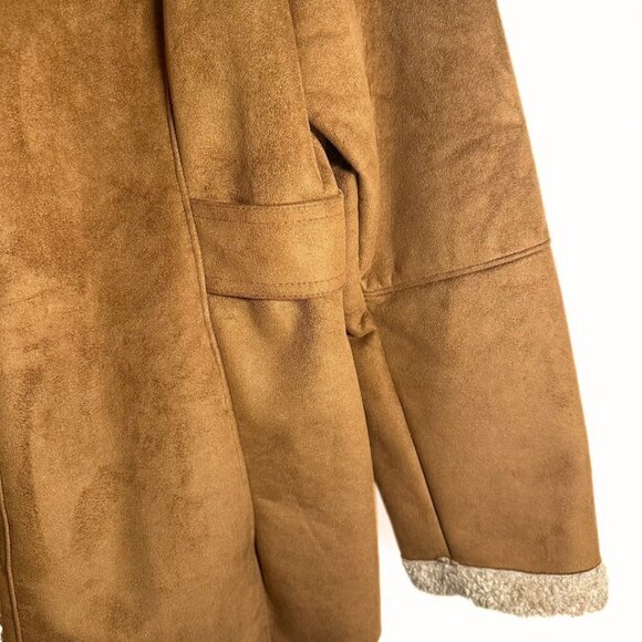 Talbots Women’s Faux Suede Teddy Lined Coat Size Medium Petite Brown - Picture 4 of 7
